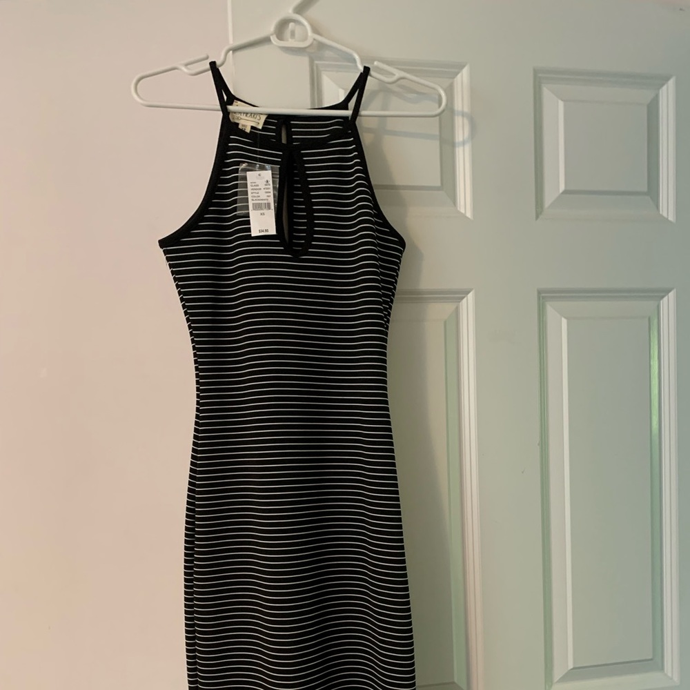 NWT La hearts black and white striped dress xs